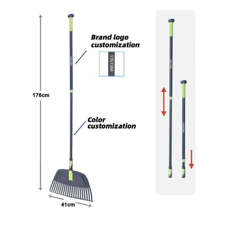 product-1-1 lawn rake with extra long telescopic handle